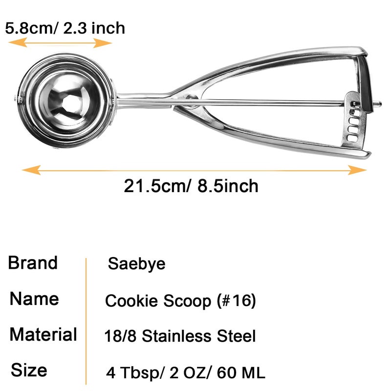 Saebye Large Cookie Scoop  4 Tbsp / 60 MZ / 2 OZ  Size #16 Cookie Dough Scoop  Muffin Scoop for Baking - Image 2
